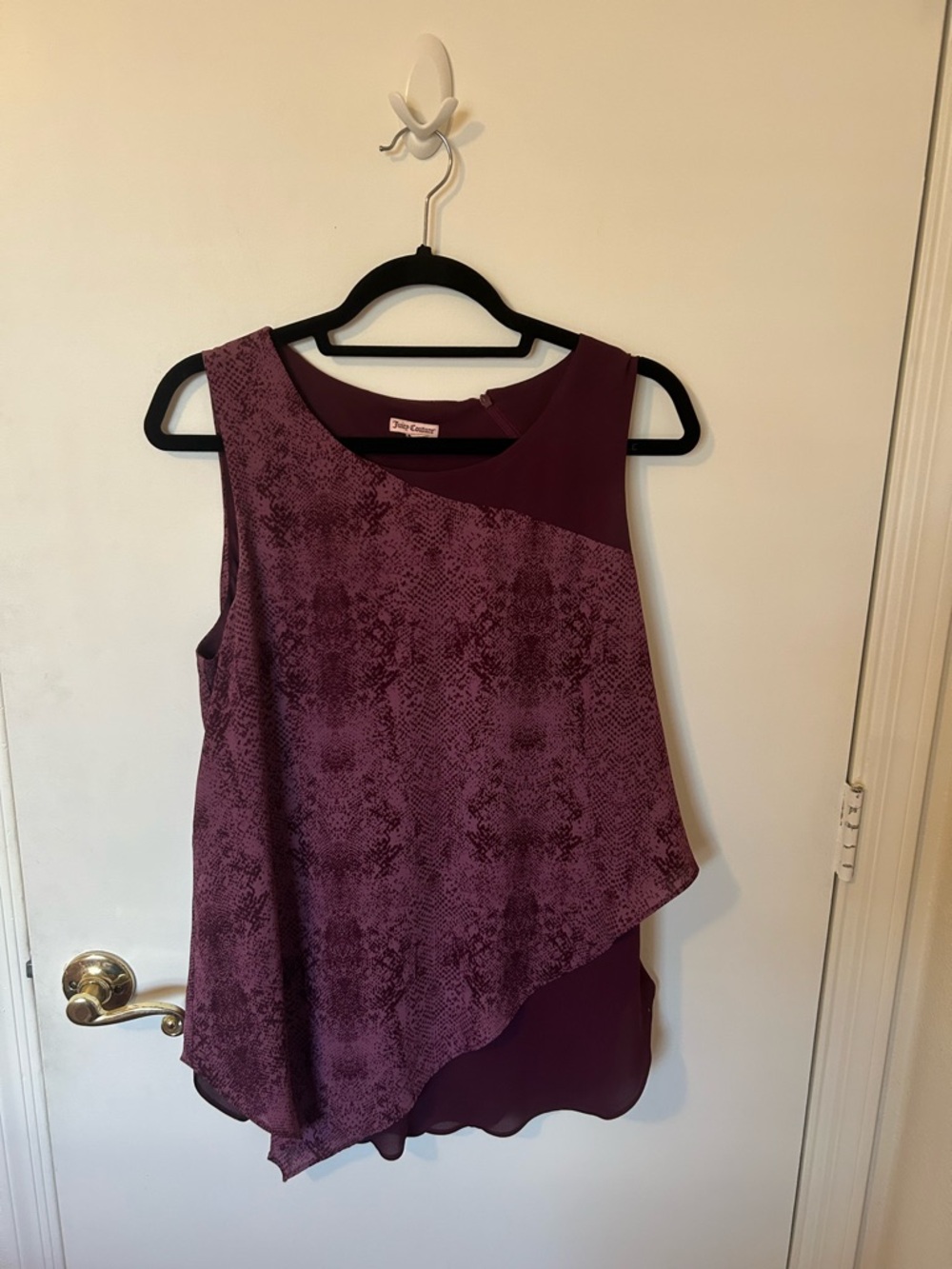 Juicy Couture Plum Snake-Print Sleeveless Blouse